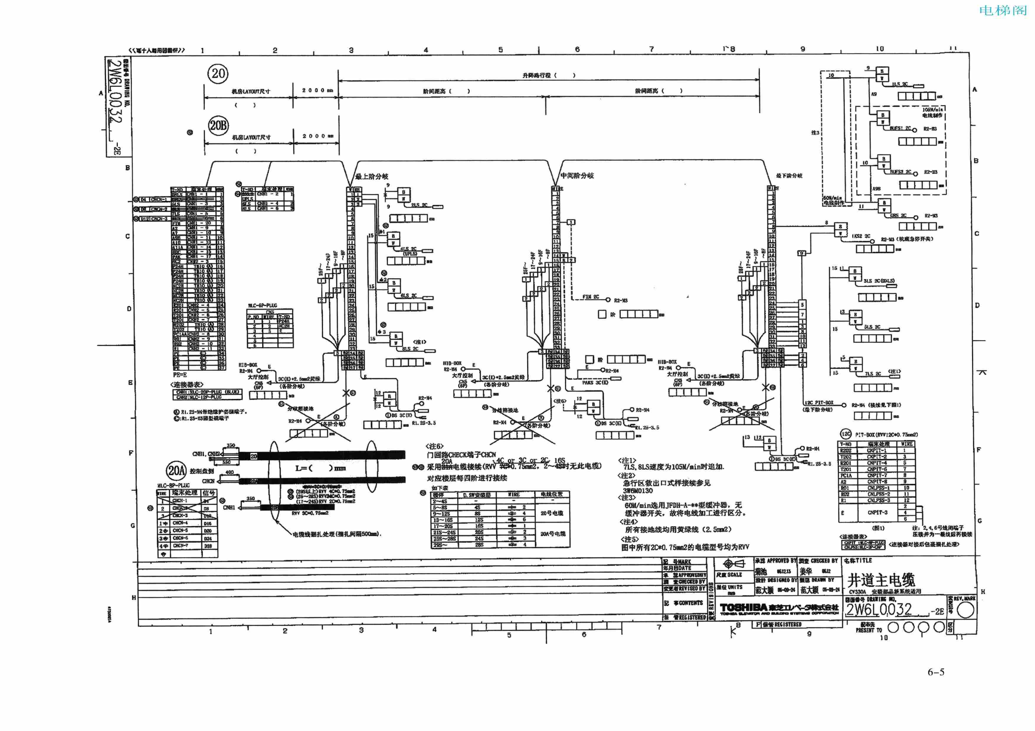东芝电梯ELCOSMO-V（后对重）随机资料——电气敷线图