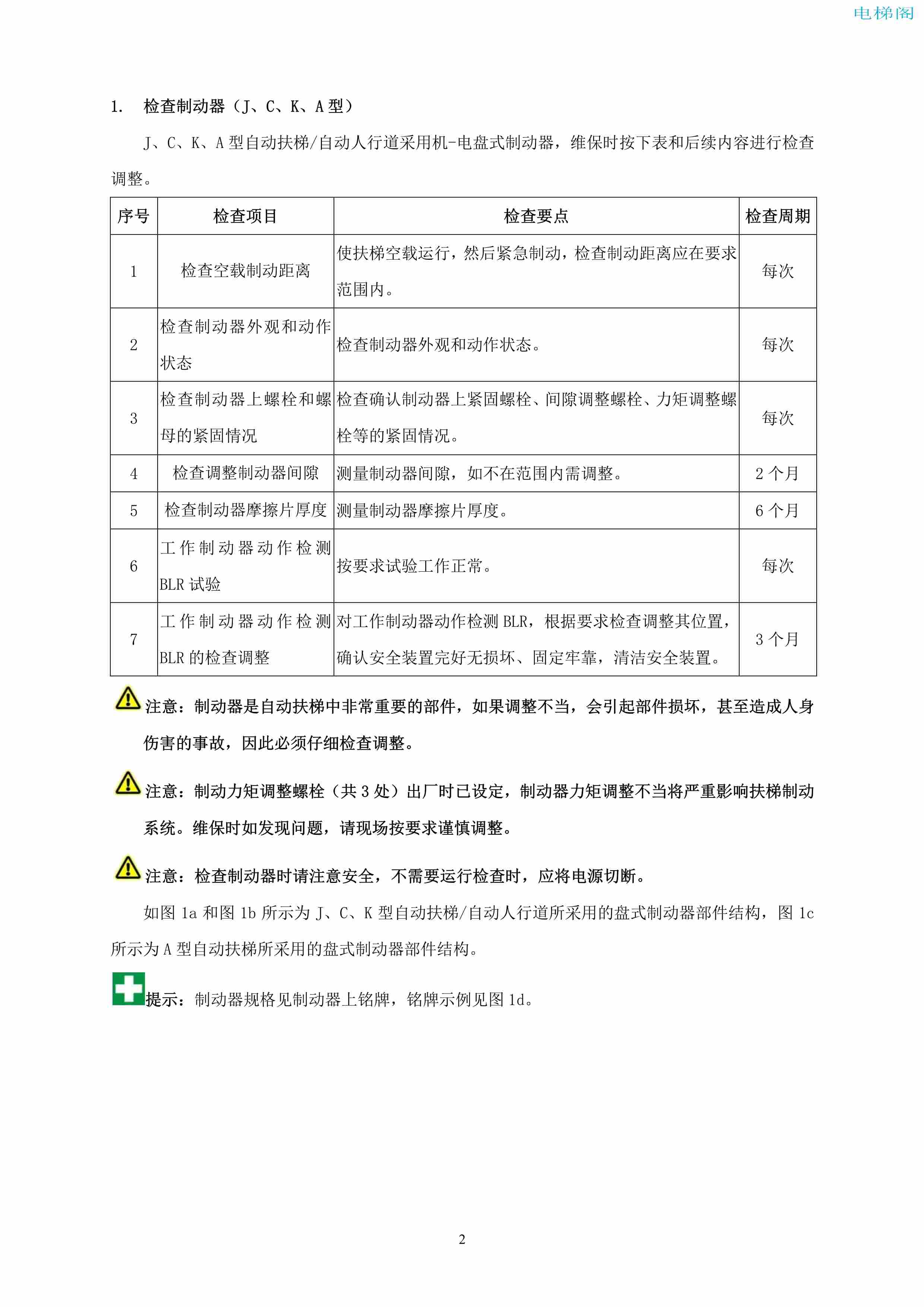 上海三菱电梯有限公司自动扶梯制动器维护作业要领汇编_3.jpg